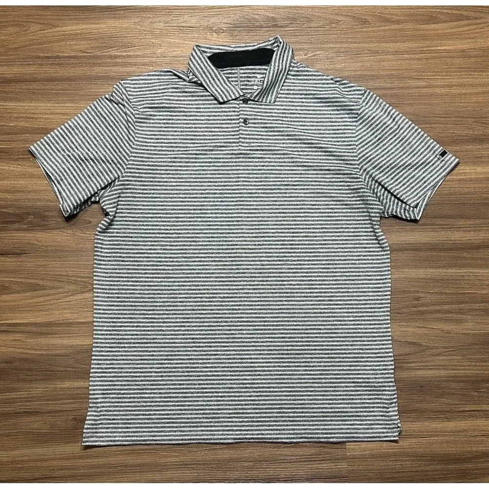 Nike Dri-FIT Tiger Woods Vapor Grey Striped Golf Polo Size L (BQ6722-010)
